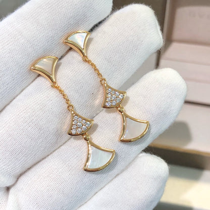 [Marins]DREAM EARRINGS 3 MOTIFS DIAMOND MOP PINK GOLD