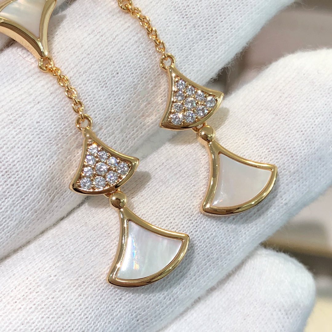 [Marins]DREAM EARRINGS 3 MOTIFS DIAMOND MOP PINK GOLD