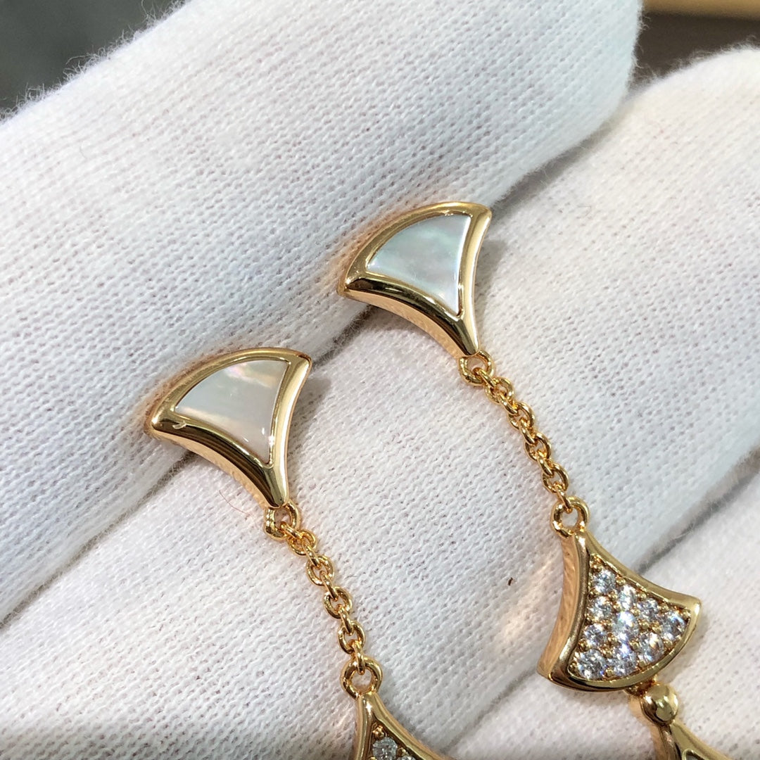[Marins]DREAM EARRINGS 3 MOTIFS DIAMOND MOP PINK GOLD