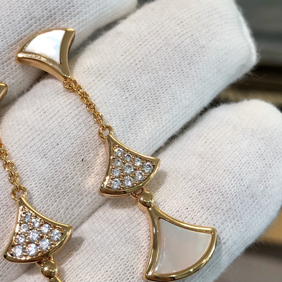 [Marins]DREAM EARRINGS 3 MOTIFS DIAMOND MOP PINK GOLD