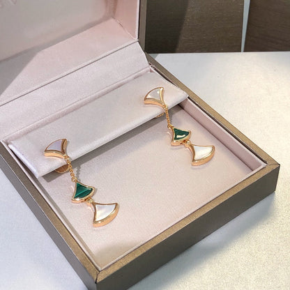 [Marins]DREAM EARRINGS 3 MOTIFS MALACHITE MOP PINK GOLD