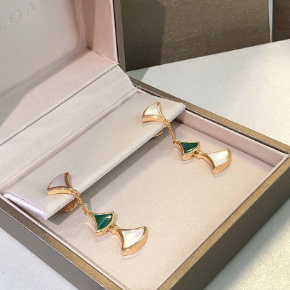 [Marins]DREAM EARRINGS 3 MOTIFS MALACHITE MOP PINK GOLD