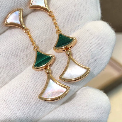 [Marins]DREAM EARRINGS 3 MOTIFS MALACHITE MOP PINK GOLD
