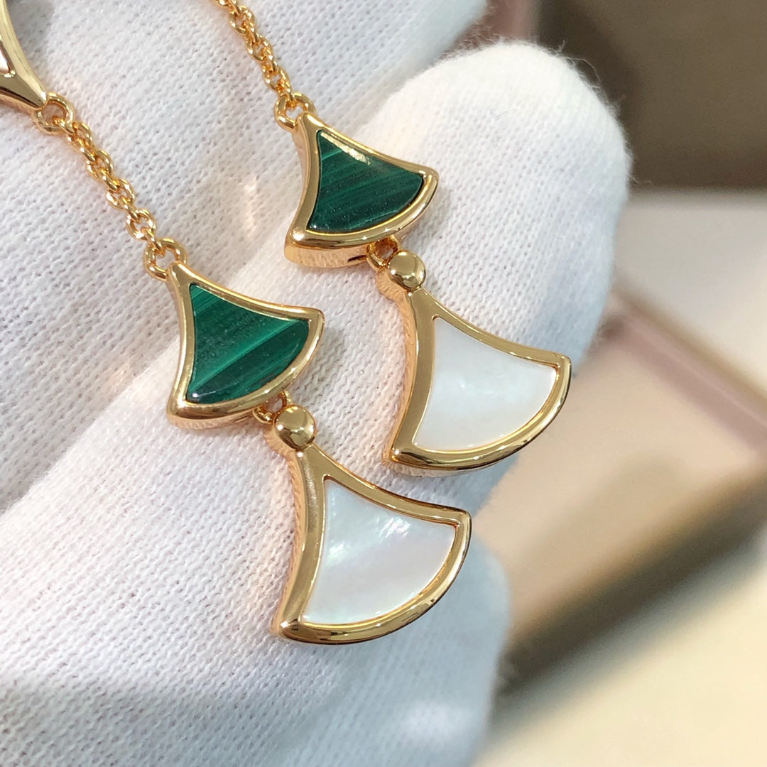 [Marins]DREAM EARRINGS 3 MOTIFS MALACHITE MOP PINK GOLD
