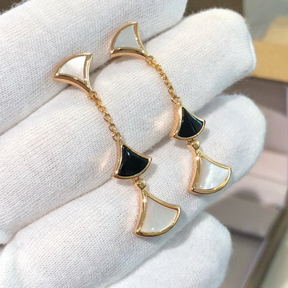 [Marins]DREAM EARRINGS 3 MOTIFS ONYX MOP PINK GOLD