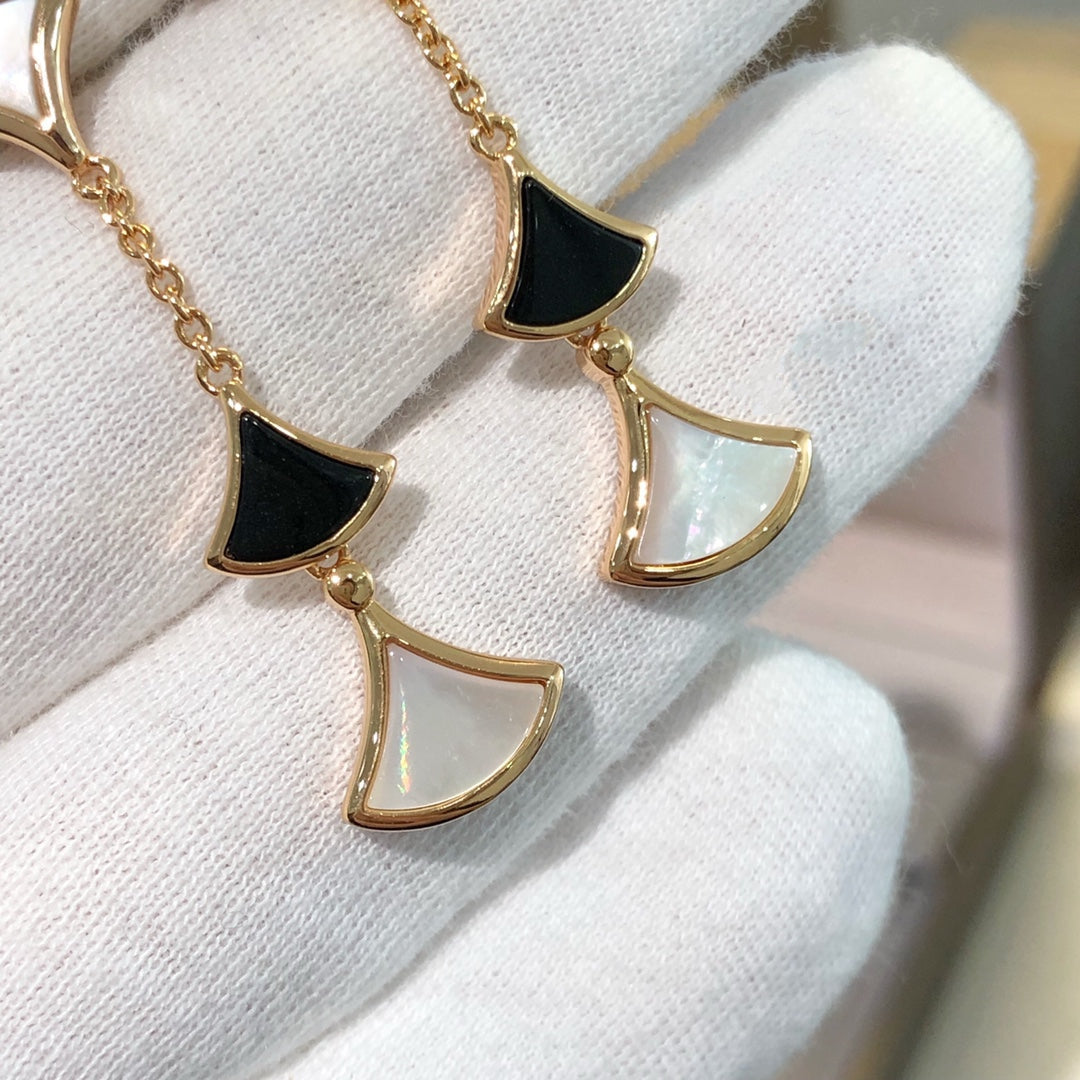[Marins]DREAM EARRINGS 3 MOTIFS ONYX MOP PINK GOLD