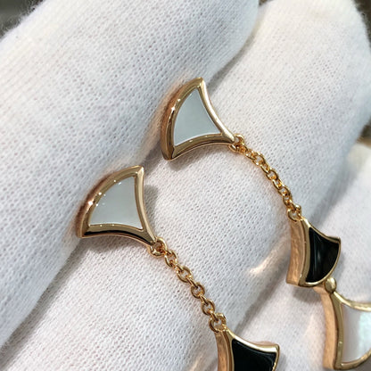 [Marins]DREAM EARRINGS 3 MOTIFS ONYX MOP PINK GOLD