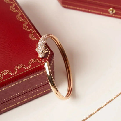 [Marins]PANTHERE HALF DIAMOND OPEN BRACELET