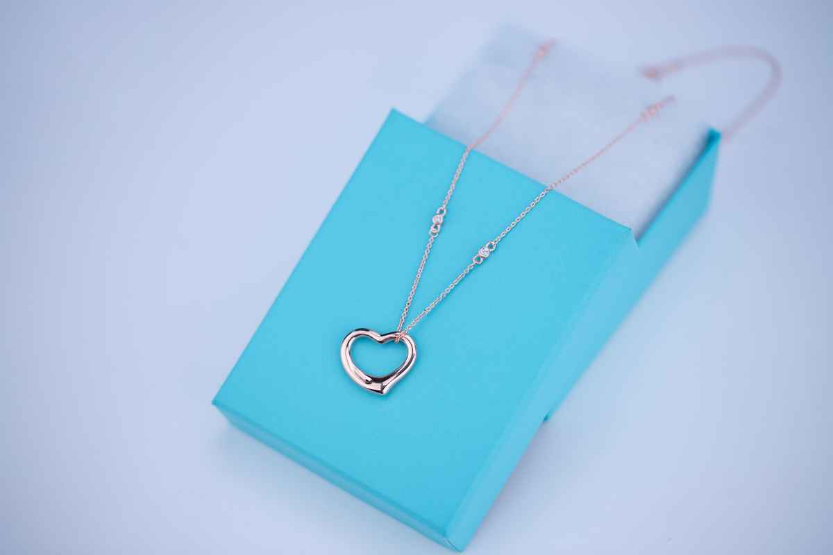 [Marins]OPEN HEART PEDANT PINK GOLD NECKLACE
