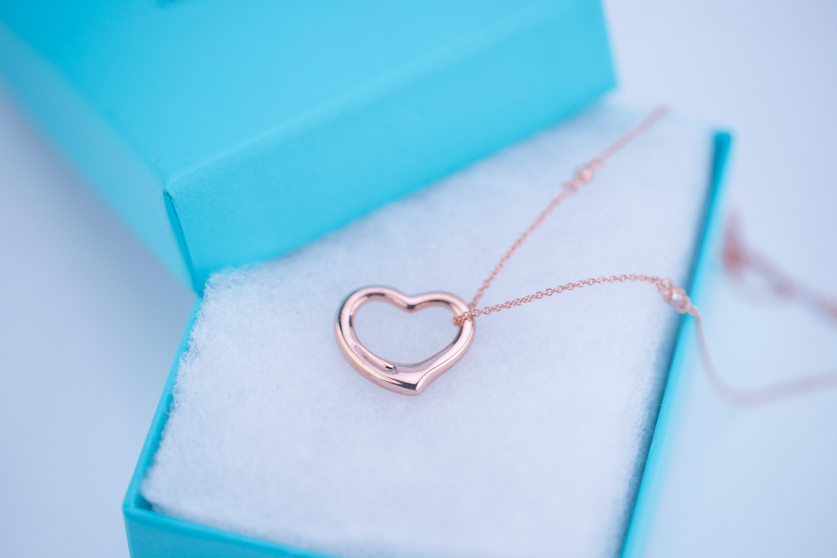 [Marins]OPEN HEART PEDANT PINK GOLD NECKLACE