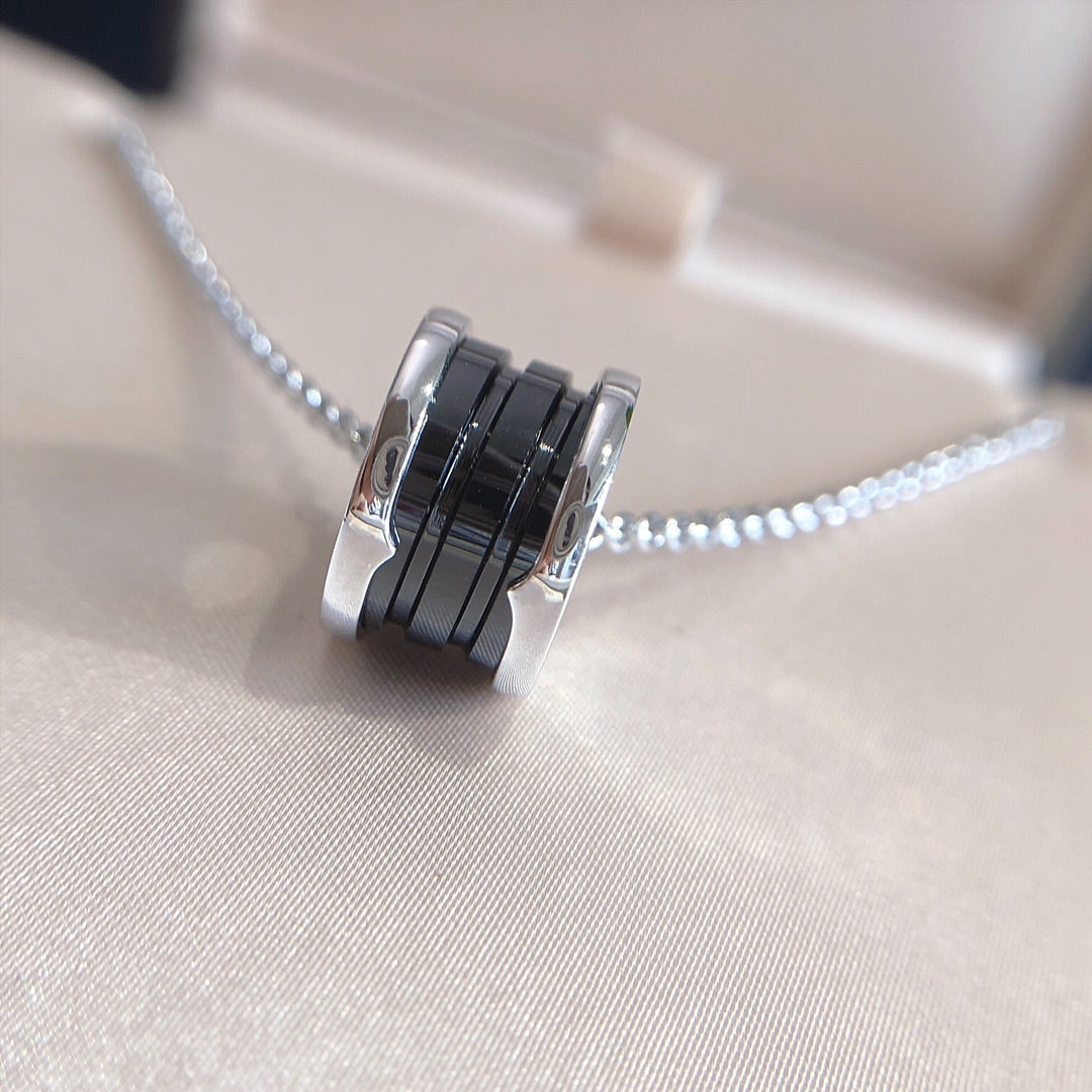 [Marins]ZERO 1 BLACK CERAMIC SILVER NECKLACE