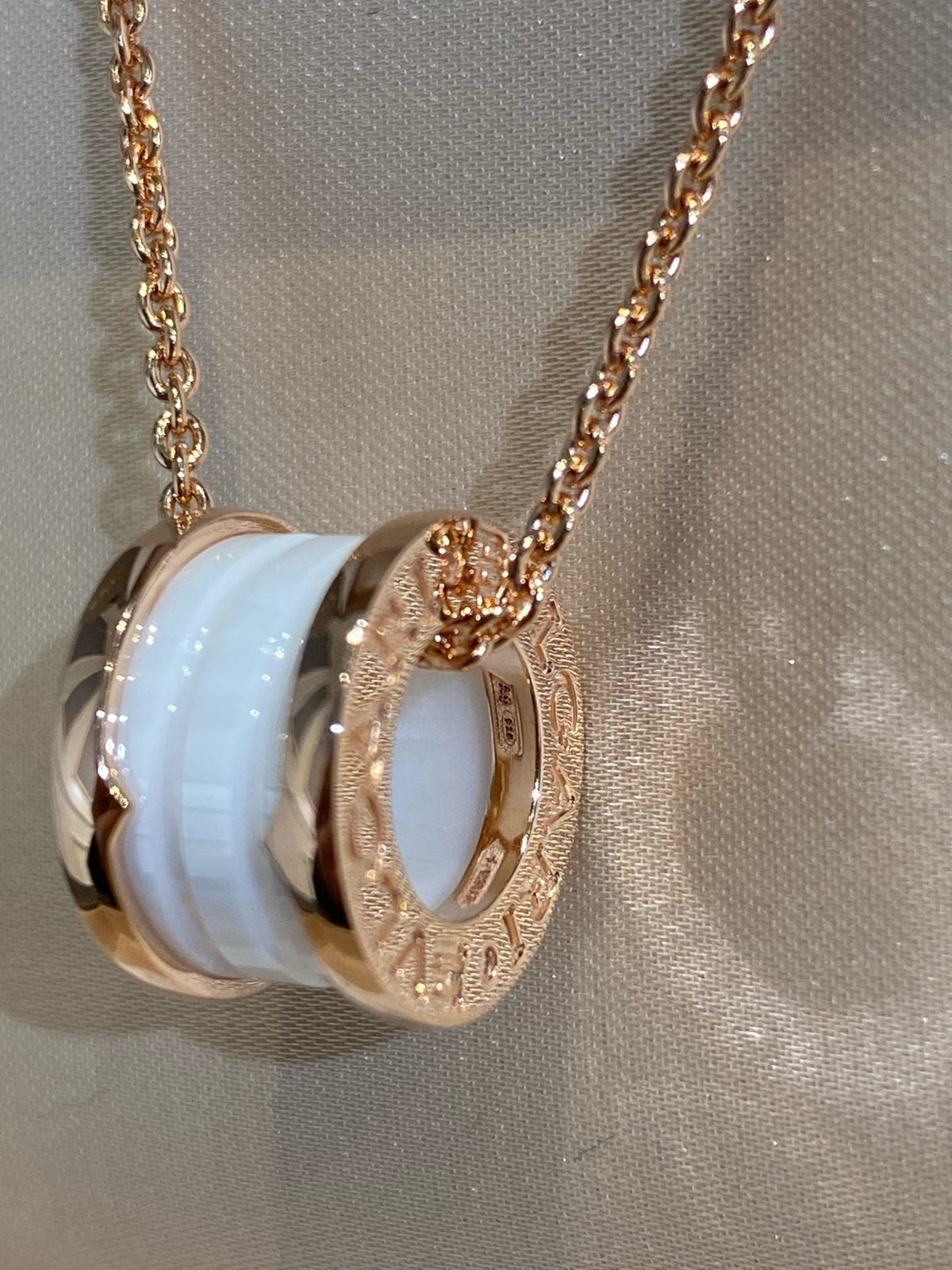 [Marins]ZERO 1 WHITE CERAMIC PINK GOLD NECKLACE