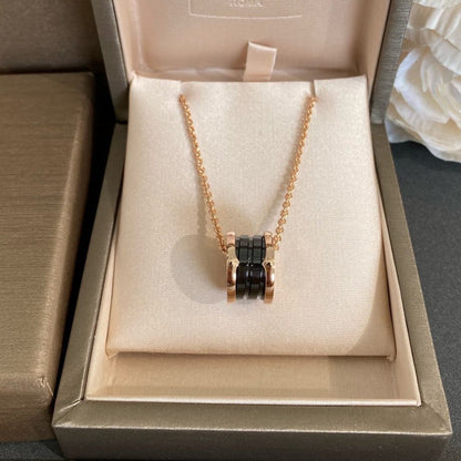 [Marins]ZERO 1 BLACK CERAMIC PINK GOLD NECKLACE