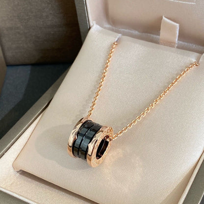 [Marins]ZERO 1 BLACK CERAMIC PINK GOLD NECKLACE