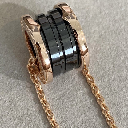 [Marins]ZERO 1 BLACK CERAMIC PINK GOLD NECKLACE