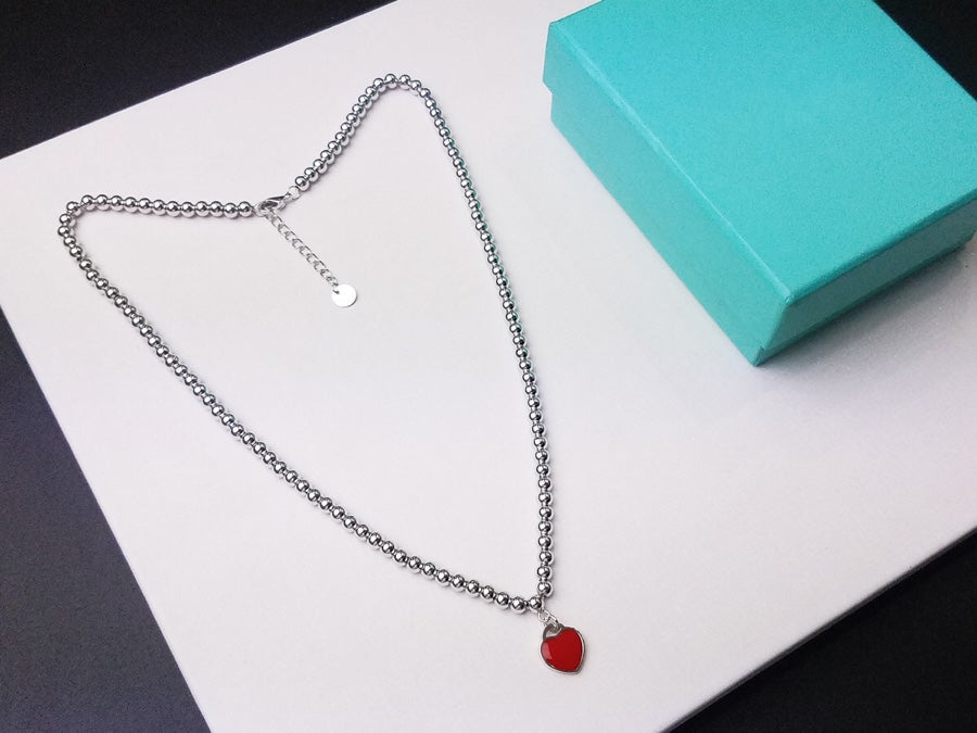 [Marins]HEART PEDANT SILVER BALL CHAIN NECKLACE