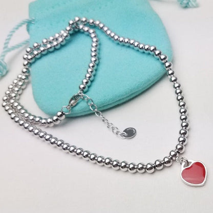 [Marins]HEART PEDANT SILVER BALL CHAIN NECKLACE
