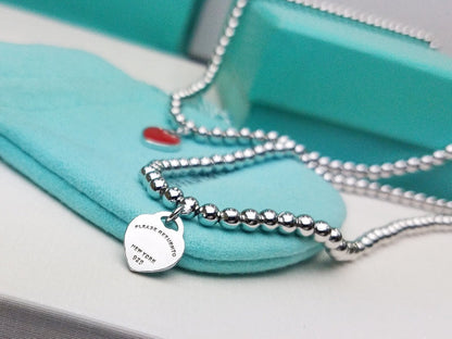 [Marins]HEART PEDANT SILVER BALL CHAIN NECKLACE