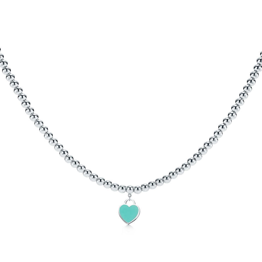 [Marins]HEART PEDANT SILVER BALL CHAIN NECKLACE