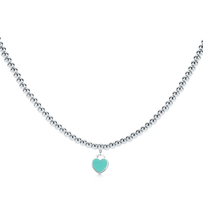 [Marins]HEART PEDANT SILVER BALL CHAIN NECKLACE