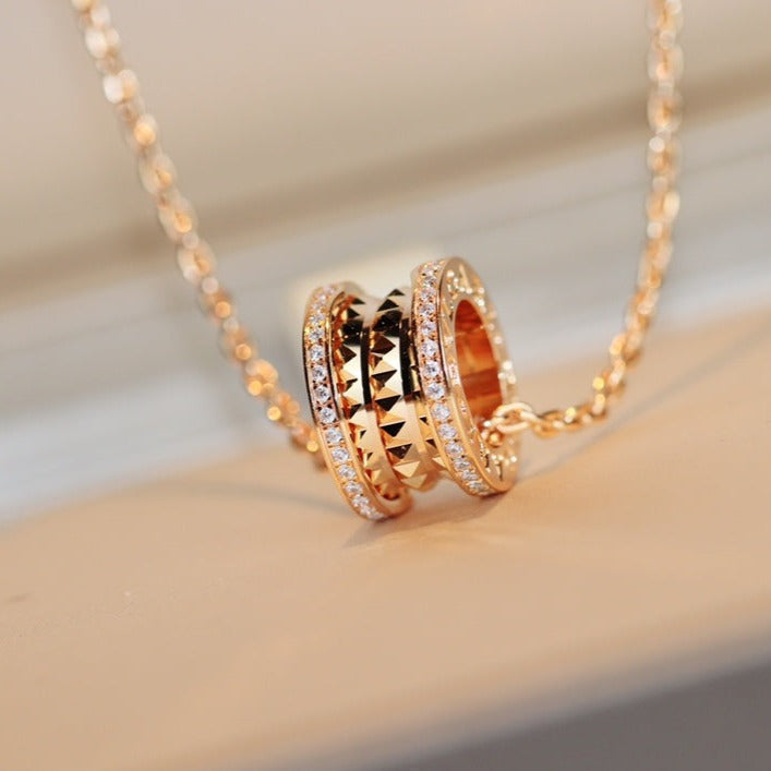 [Marins]ZERO 1 ROCK PEDANT PINK GOLD NECKLACE