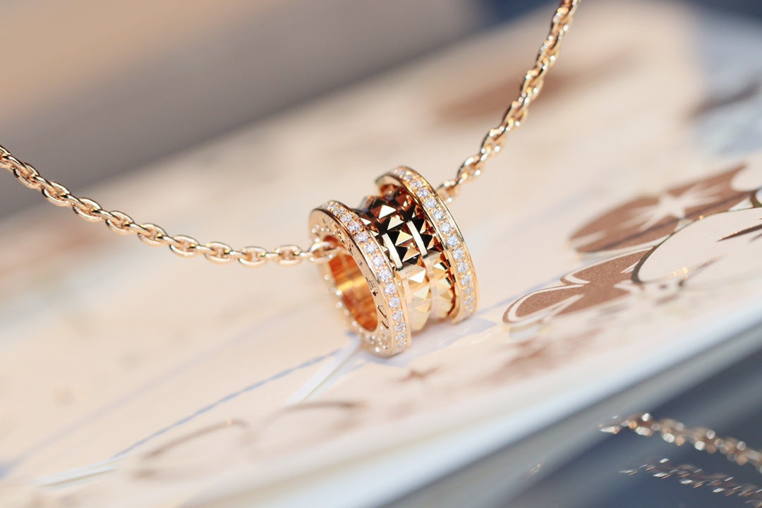 [Marins]ZERO 1 ROCK PEDANT PINK GOLD NECKLACE