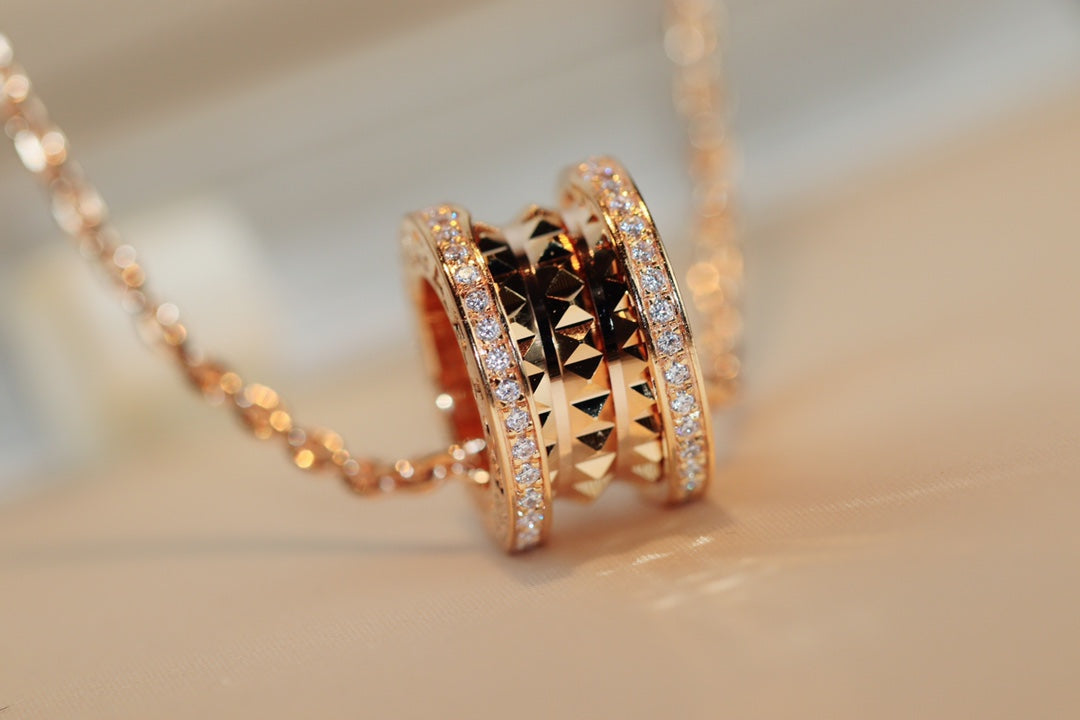 [Marins]ZERO 1 ROCK PEDANT PINK GOLD NECKLACE