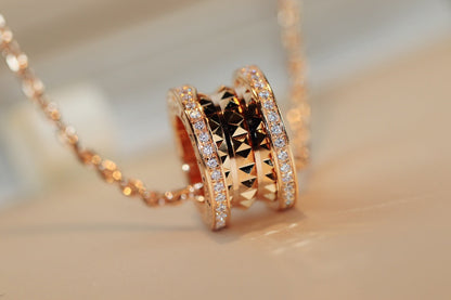 [Marins]ZERO 1 ROCK PEDANT PINK GOLD NECKLACE
