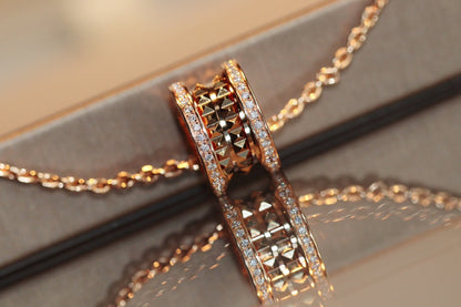[Marins]ZERO 1 ROCK PEDANT PINK GOLD NECKLACE
