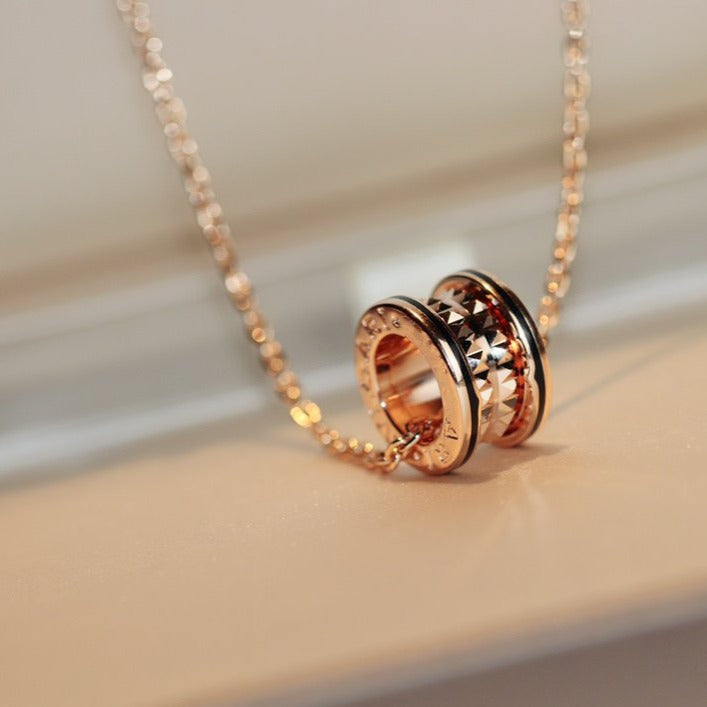 [Marins]ZERO 1 ROCK PEDANT PINK GOLD BLACK NECKLACE