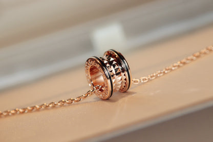 [Marins]ZERO 1 ROCK PEDANT PINK GOLD BLACK NECKLACE