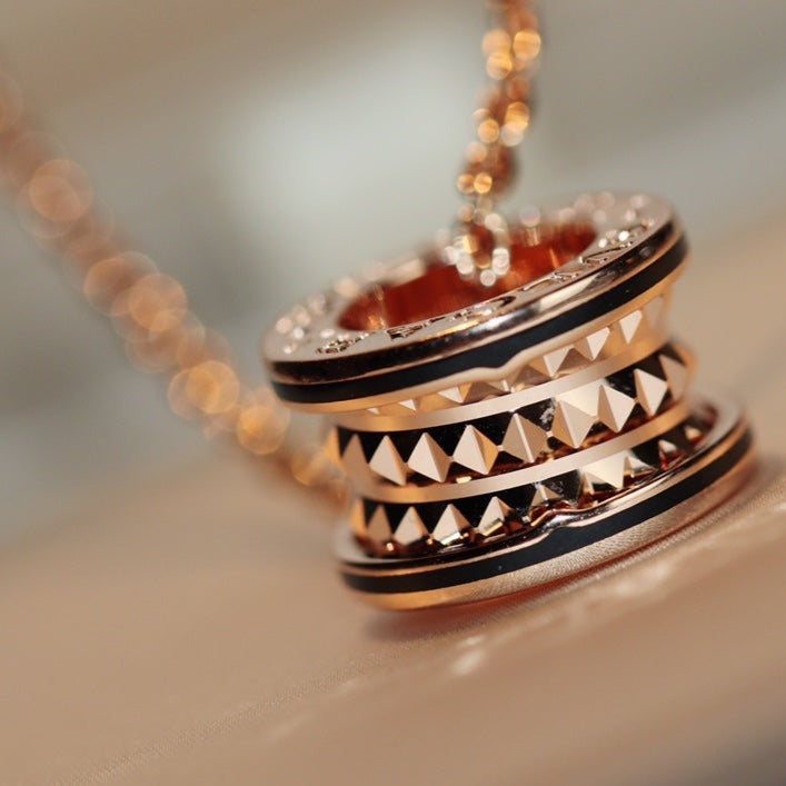 [Marins]ZERO 1 ROCK PEDANT PINK GOLD BLACK NECKLACE
