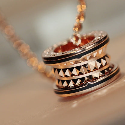 [Marins]ZERO 1 ROCK PEDANT PINK GOLD BLACK NECKLACE