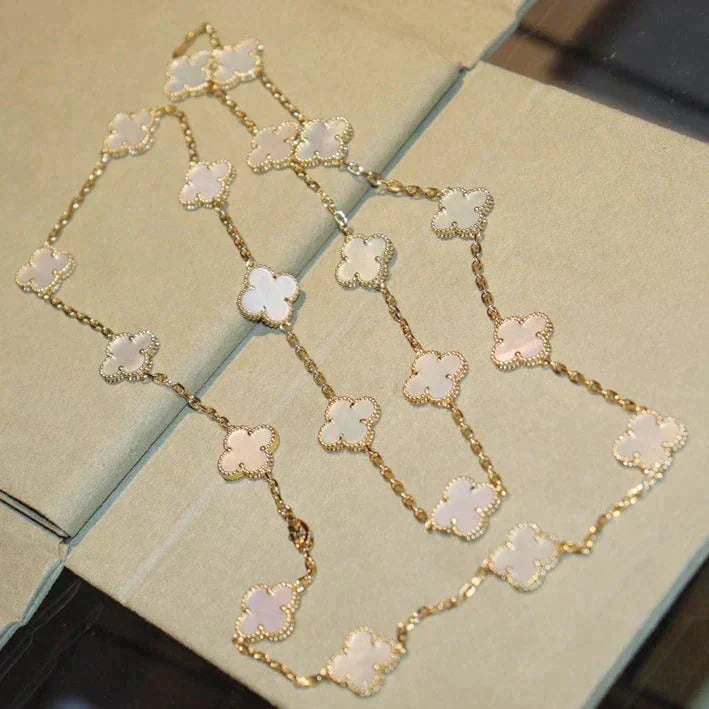 [Marins]CLOVER 20 MOTIFS WHITE MOP NECKLACE