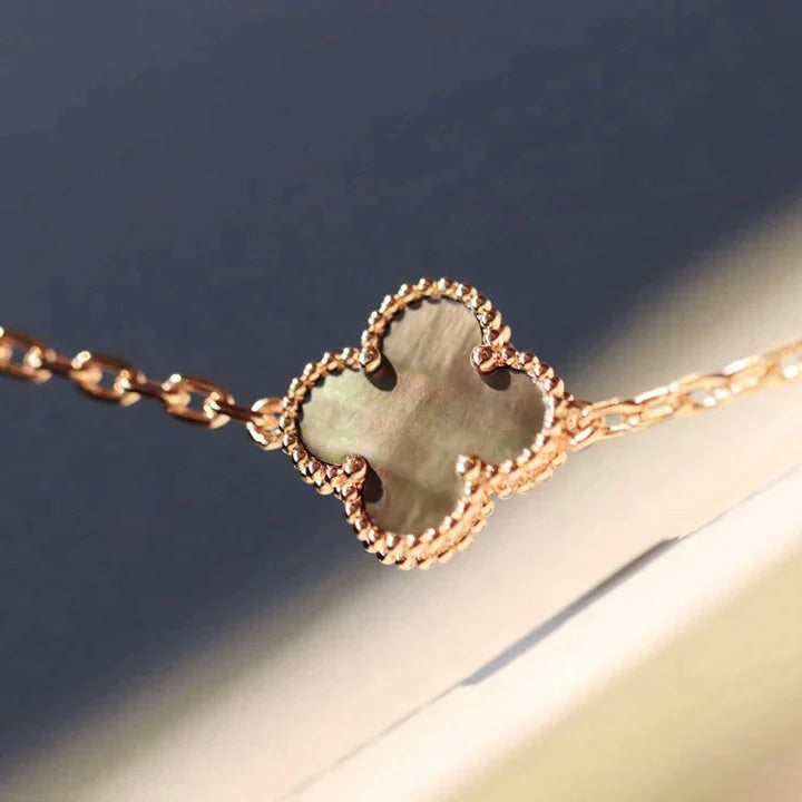 [Marins]CLOVER 20 MOTIFS DARK MOP DIAMOND  NECKLACE