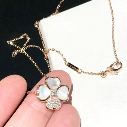 [Marins]CLOVER MOP DIAMOND ROSE GOLD NECKLACE