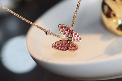 [Marins]BUTTERFLY RED DIAMOND ROSE GOLD NECKLACE