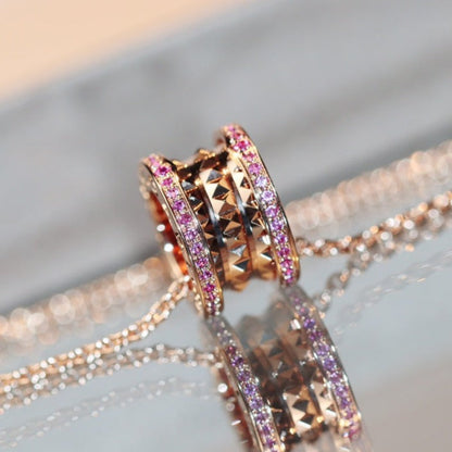 [Marins]ZERO 1 ROCK PINK GOLD PINK DIAMOND NECKLACE