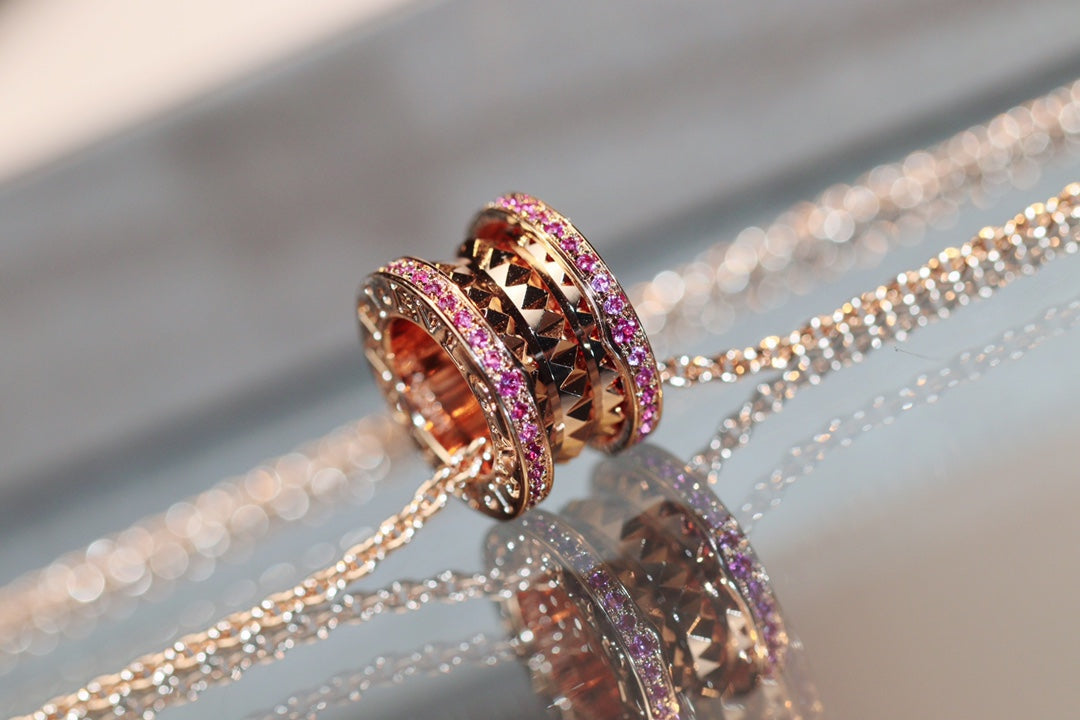 [Marins]ZERO 1 ROCK PINK GOLD PINK DIAMOND NECKLACE