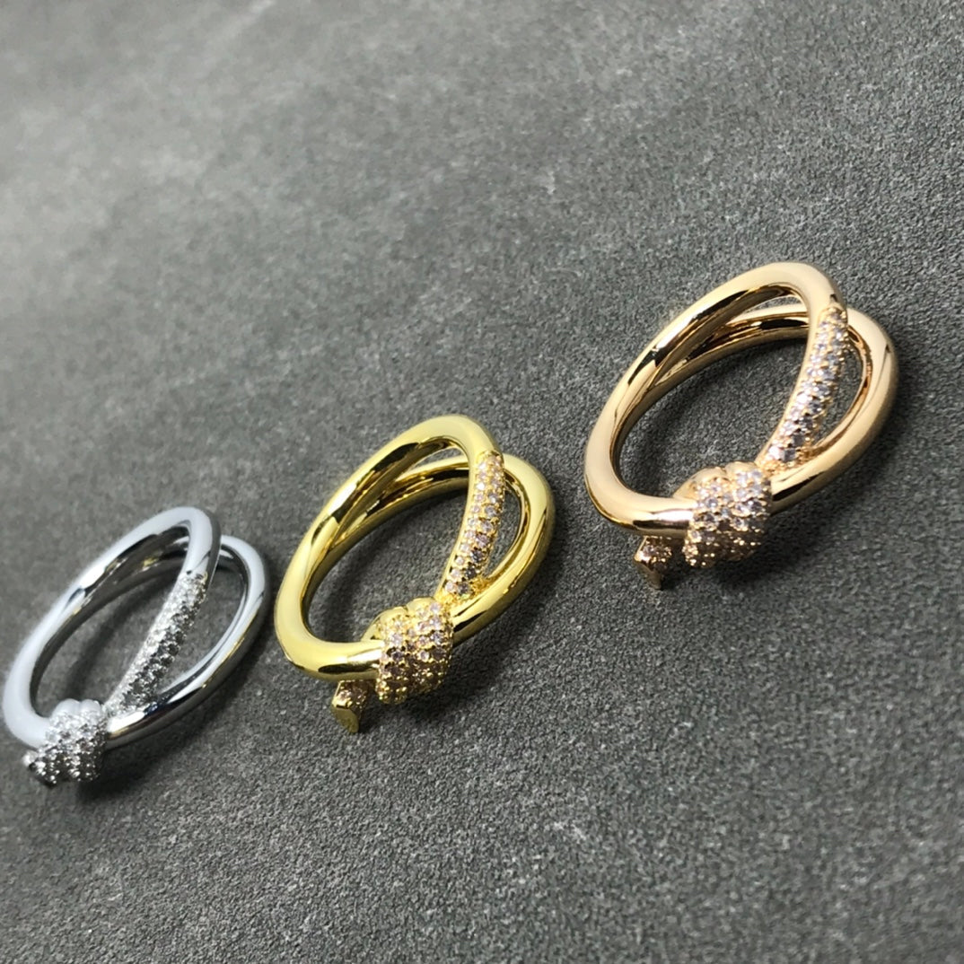 [Marins]KNOT RING DOUBLE ROW DIAMOND