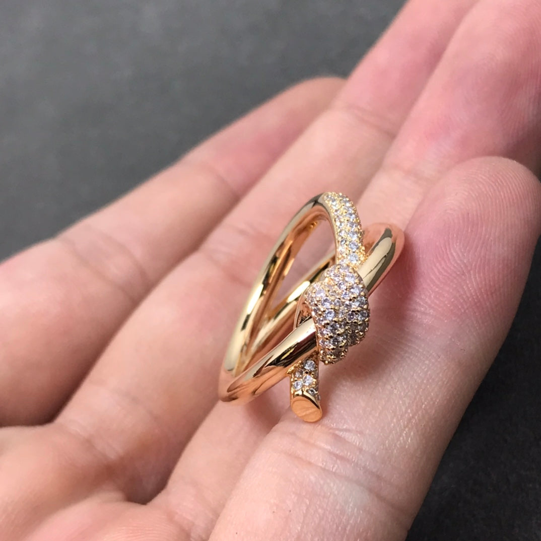 [Marins]KNOT RING DOUBLE ROW DIAMOND