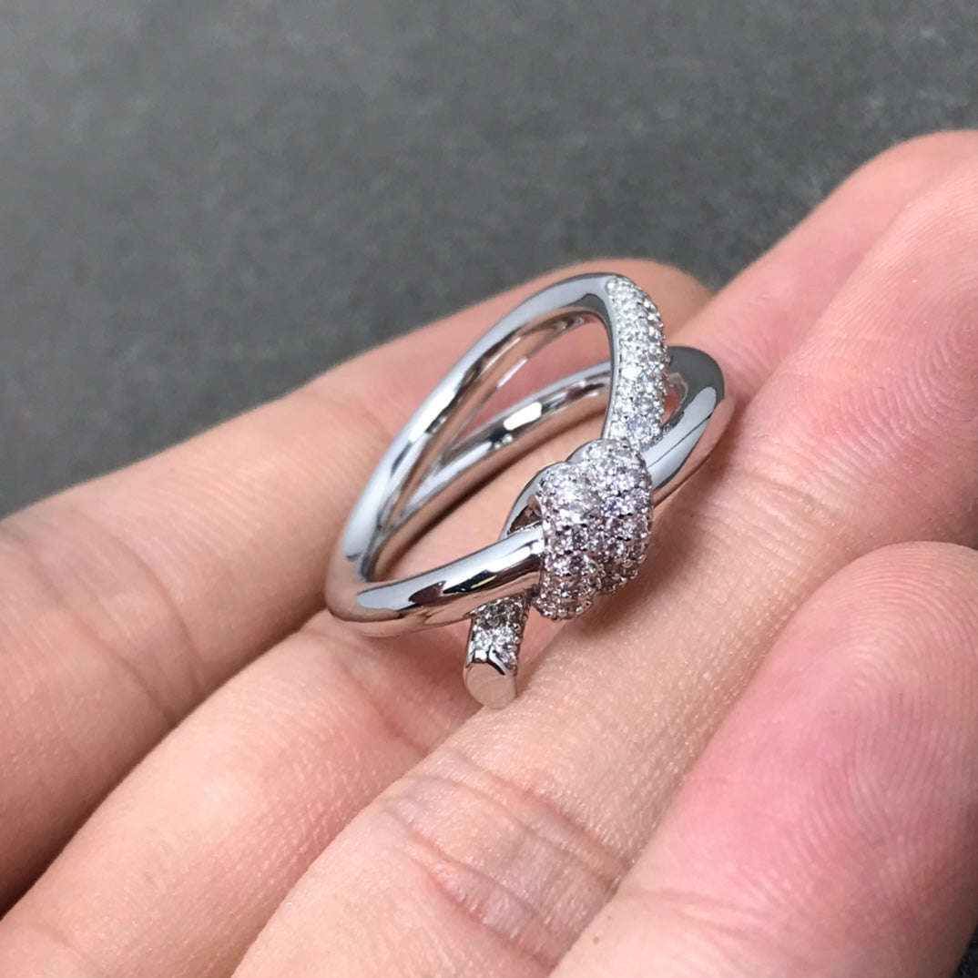 [Marins]KNOT RING DOUBLE ROW DIAMOND