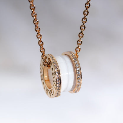 [Marins]ZERO 1 WHITE CERAMIC PINK GOLD DIAMOND NECKLACE