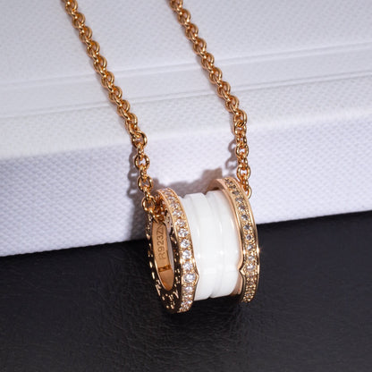 [Marins]ZERO 1 WHITE CERAMIC PINK GOLD DIAMOND NECKLACE