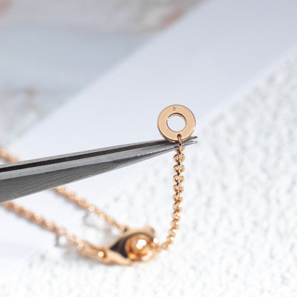 [Marins]ZERO 1 WHITE CERAMIC PINK GOLD DIAMOND NECKLACE