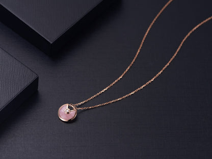 [Marins]AMULETTE ROSE GOLD PINK MOP NECKLACE