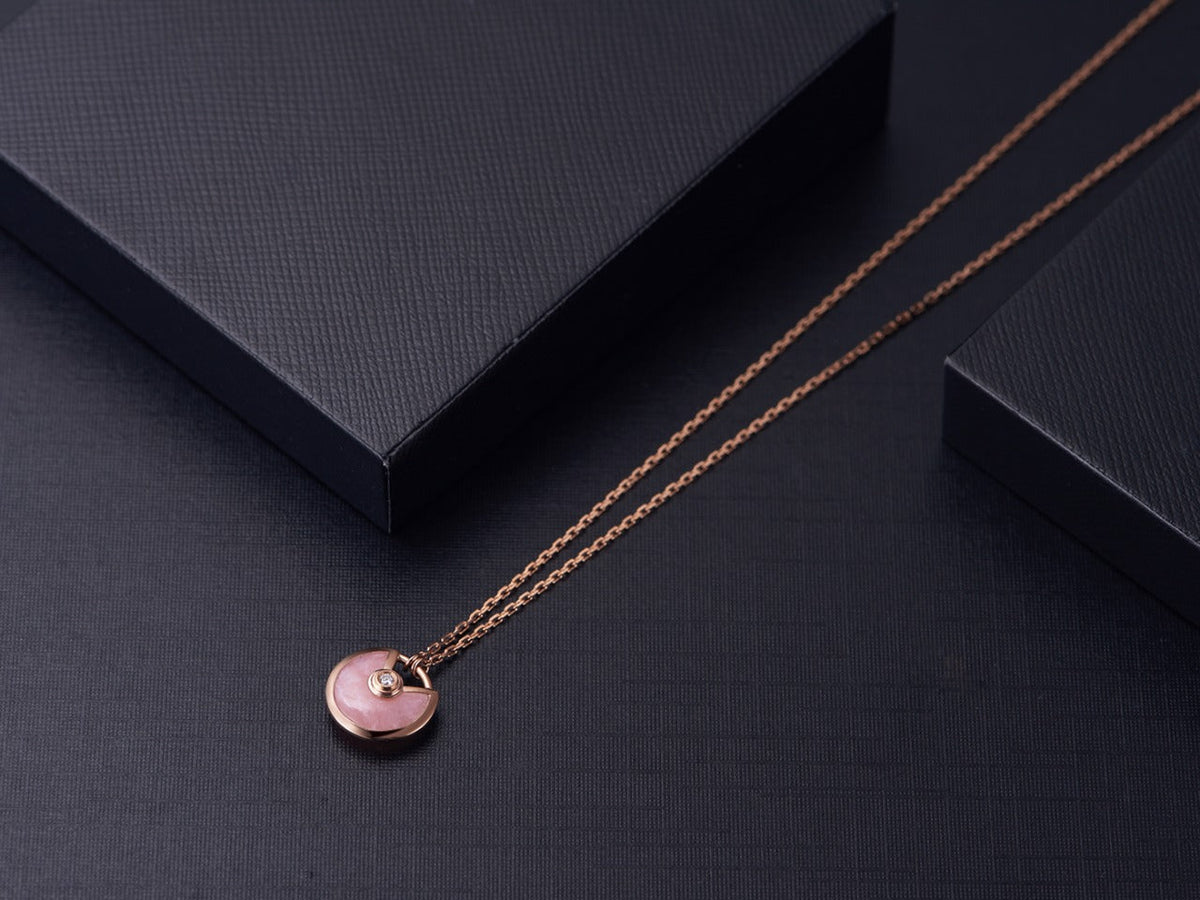 [Marins]AMULETTE ROSE GOLD PINK MOP NECKLACE