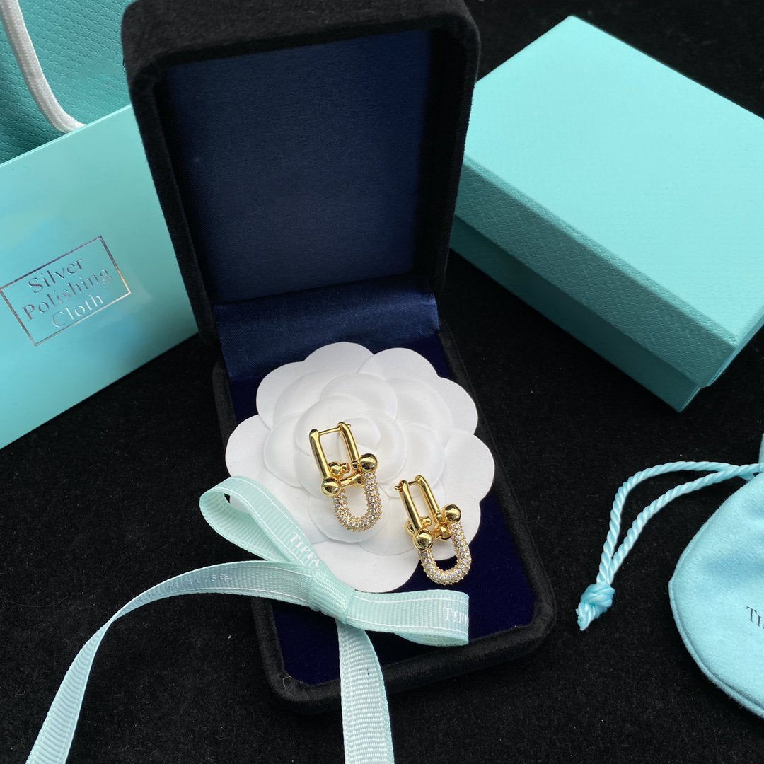 [Marins]HARDWEAR LINK DIAMOND GOLD EARRINGS