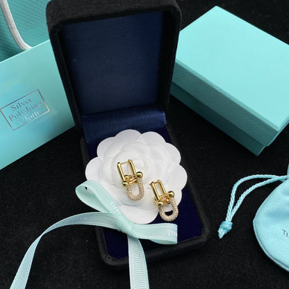 [Marins]HARDWEAR LINK DIAMOND GOLD EARRINGS