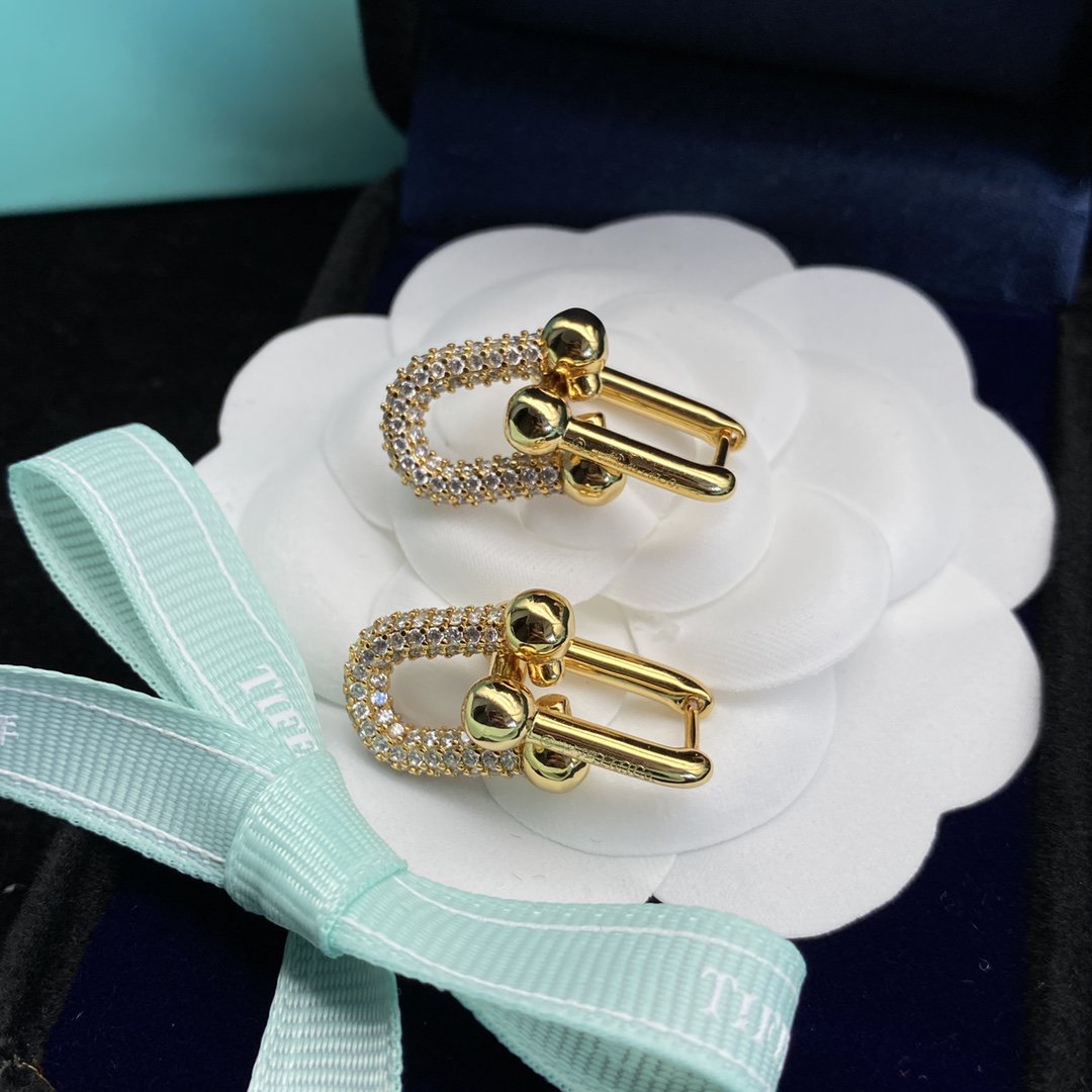 [Marins]HARDWEAR LINK DIAMOND GOLD EARRINGS